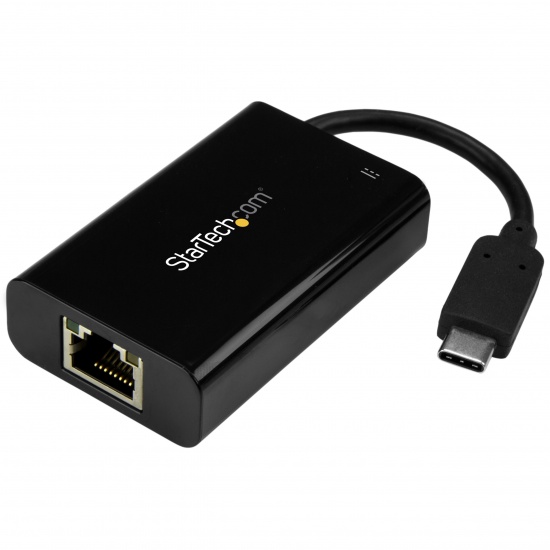 StarTech USB C to Gigabit Ethernet/Converter w/PD 2.0 - 1Gbps USB 3.1 Type C to RJ45/LAN Network w/Power Delivery Pass Through Charging Network Adapter Image