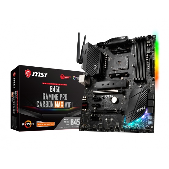 MSI B450 GAMING PRO CARBON MAX WIFI AMD B450 Socket AM4 ATX Motherboard Image
