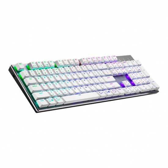 Cooler Master Gaming SK653 RF Wireless + Bluetooth US English Silver White, Cherry MX Blue Switch Keyboard Image