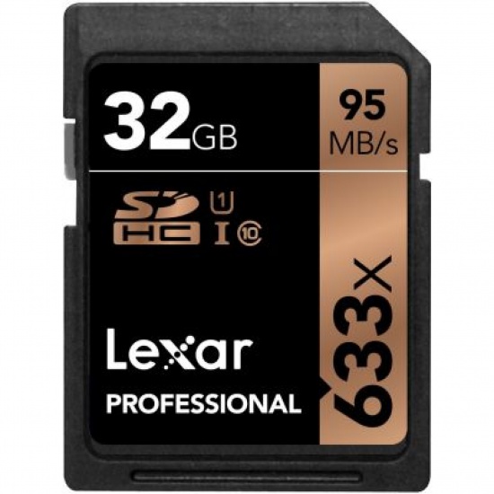 32GB Lexar Professional 633x UHS-I / Class 10 SDHC Memory Card Image