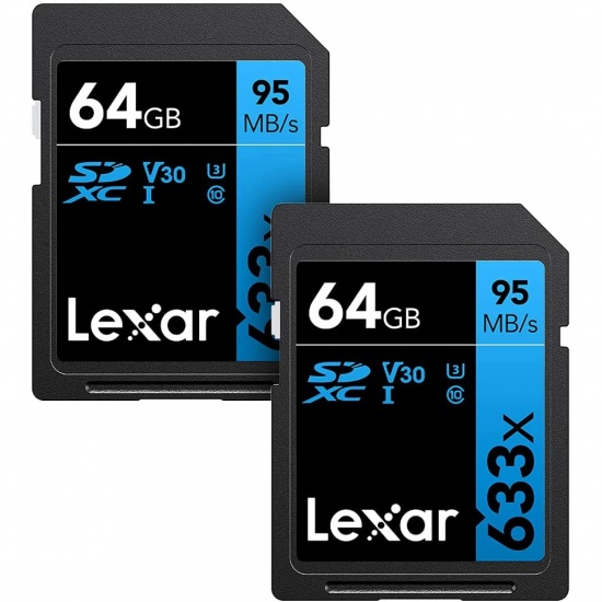 64GB Lexar Professional 633x UHS-I / Class10 SDXC Memory Card (Pack of 2) Image