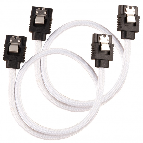 Corsair Premium Sleeved SATA III Cables (2 Pack) - White Image