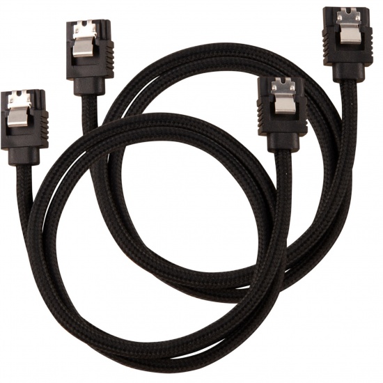 Corsair Premium Sleeved SATA III Cables 60cm (2 Pack) - Black Image