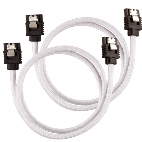 Corsair Premium Sleeved SATA III Cables 60cm (2 Pack) - White Image