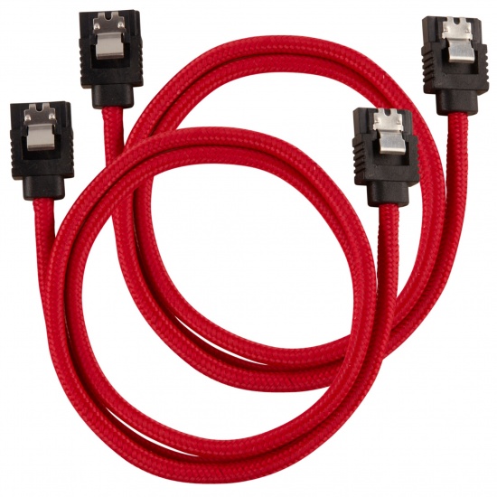 Corsair Premium Sleeved SATA III Cables 60cm (2 Pack) - Red Image