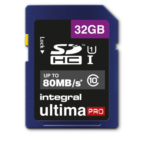 32GB Integral Ultima Pro SDHC 80MB/sec CL10 UHS-1 Memory Card Image