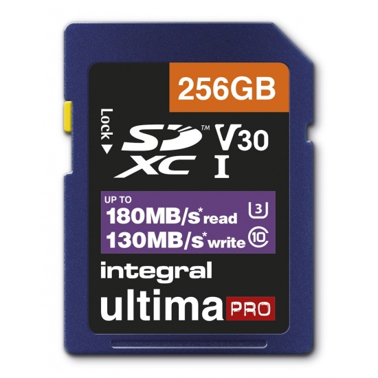 256GB Integral Ultima Pro SDXC Memory Card CL10 V30 UHI-I U3 180MB/sec Image