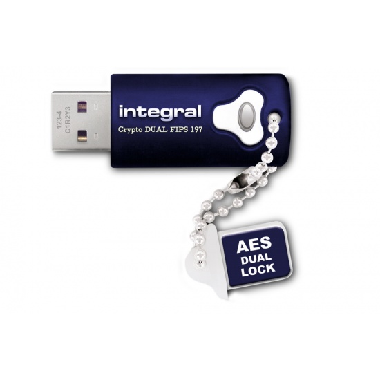 64GB Integral Crypto DUAL FIPS 197 Encrypted USB3.0 Flash Drive (AES 256-bit Hardware Encryption) Image