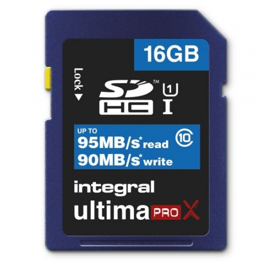16GB Integral UltimaProX SDHC 95MB/sec CL10 UHS-1 high-Speed Memory Card Image
