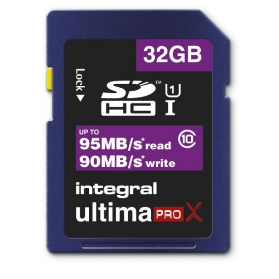 32GB Integral UltimaProX SDHC 95MB/sec CL10 UHS-1 high-Speed Memory Card Image