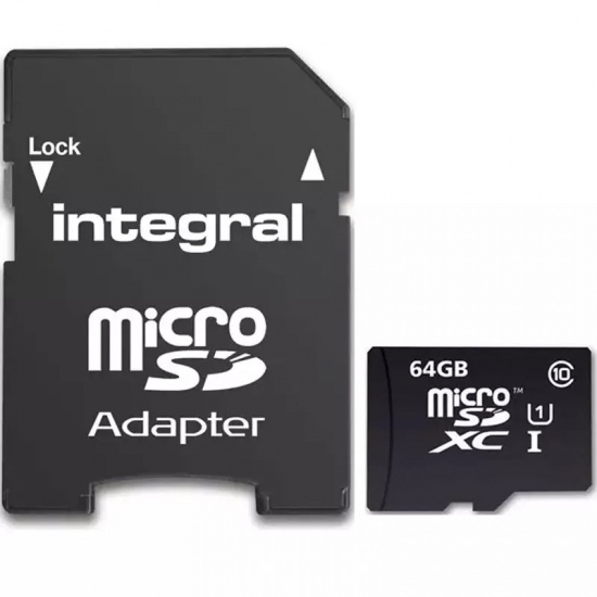 64GB Integral Ultima Pro microSDXC CL10 (90MB/s) High-Speed Memory Card w/Adapter Image