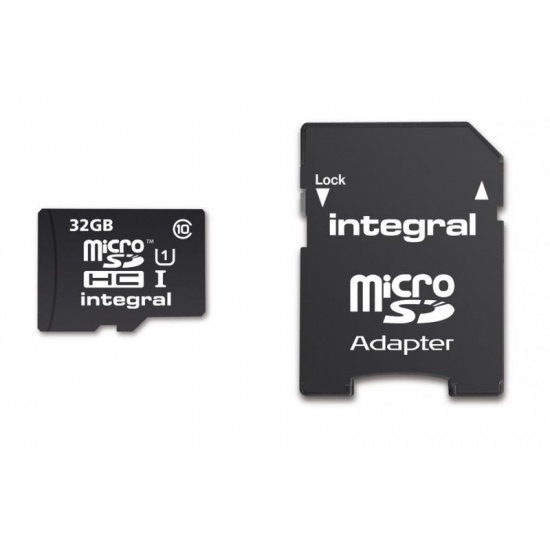 32GB Integral UltimaPro microSDHC CL10 UHS-I memory card w/ SD adapter Image