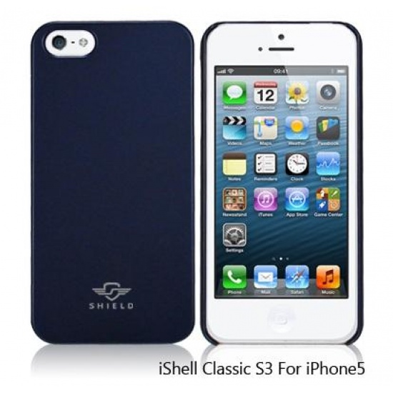 iShell Navy Blue Classic S3 Snap-On Case + Screen Protector for iPhone 5 Image