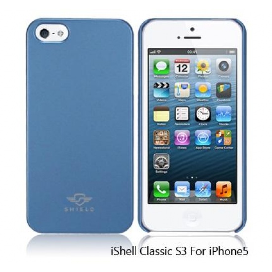 iShell Steel Blue Classic S3 Snap-On Case + Screen Protector for iPhone 5 Image