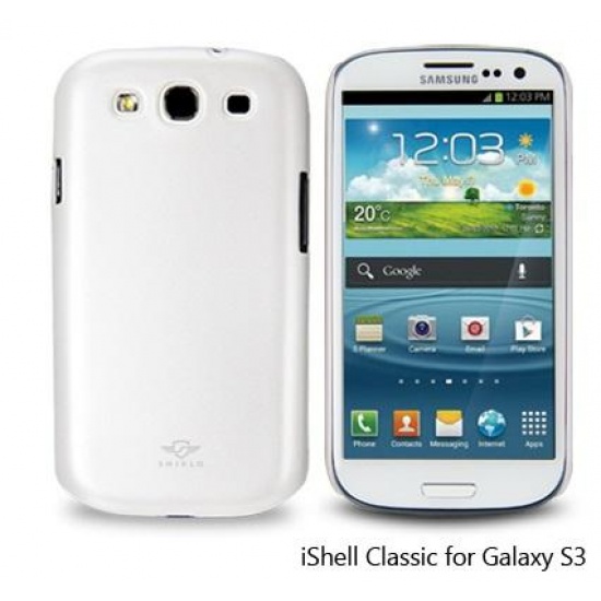 iShell Pearl White Classic Snap-On Case + Screen Protector for Samsung Galaxy S3 i9300 Image