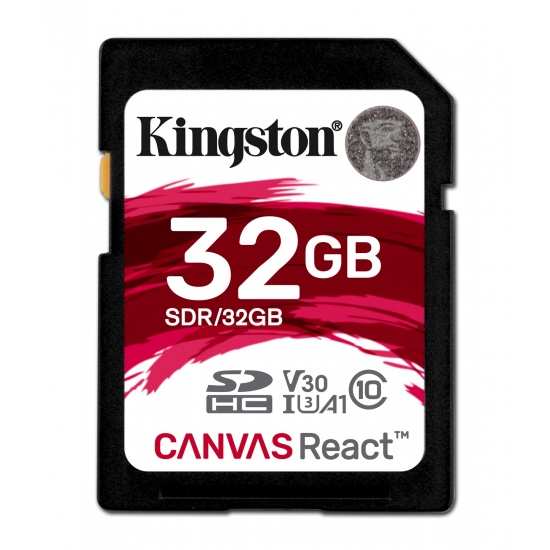 32GB Kingston Canvas React SDHC Memory Card UHS-I U3 CL10 A1 Image