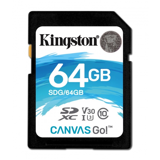 64GB Kingston Canvas Go SDXC Memory Card UHS-I U3 CL10 Image