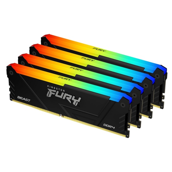 32GB Kingston FURY Beast DDR4 3200MHz CL16 Dual Channel Kit (4x 8GB) w/ RGB Image