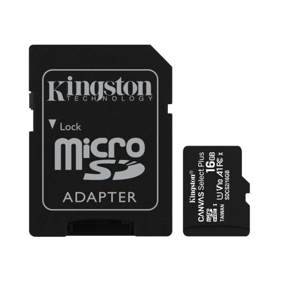 16GB Kingston Canvas Select Plus microSDHC CL10 UHS-1 U1 V10 A1 Memory Card w/Adapter - 2 Pack Image