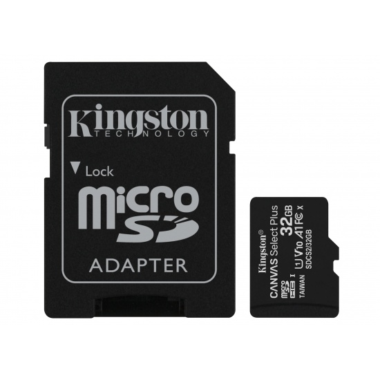 32GB Kingston Canvas Select Plus microSDHC CL10 UHS-1 U1 V10 A1 Memory Card w/Adapter - 3 Pack Image