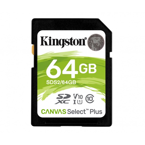 64GB Kingston Canvas Select Plus SDXC CL10 UHS-1 U1 V10 Memory Card Image