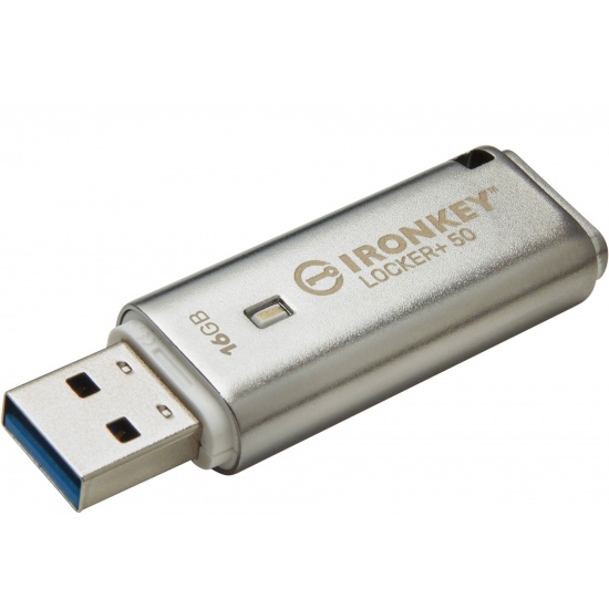16GB Kingston Technology IronKey Locker+ 50 Type-A 3.2 Flash Drive - Silver Image