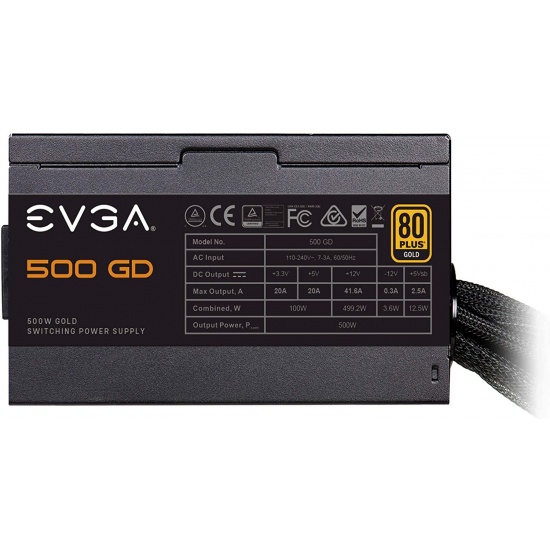 EVGA 500 GD 500W ATX Non Modular Power Supply - Black Image