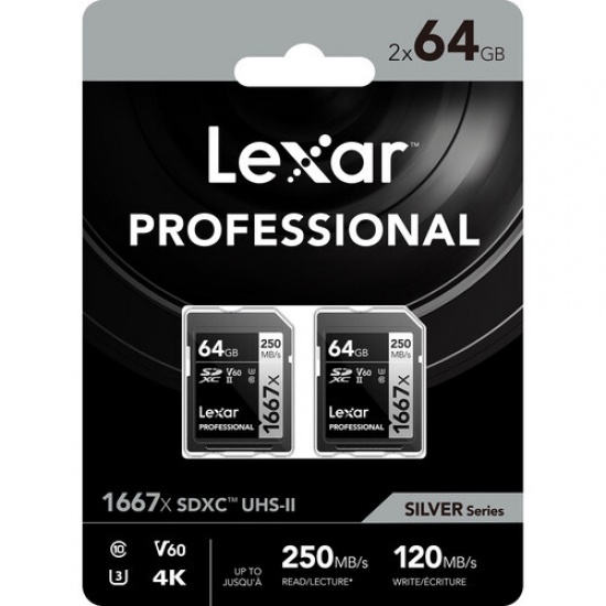 Lexar 64GB Professional 1667x UHS-II SDXC Memory Card (2-Pack) Image