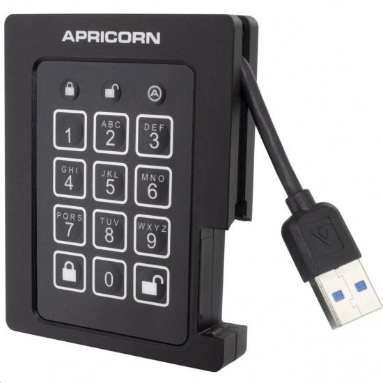 1TB Apricorn Aegis Padlock External Solid State Drive - Black Image