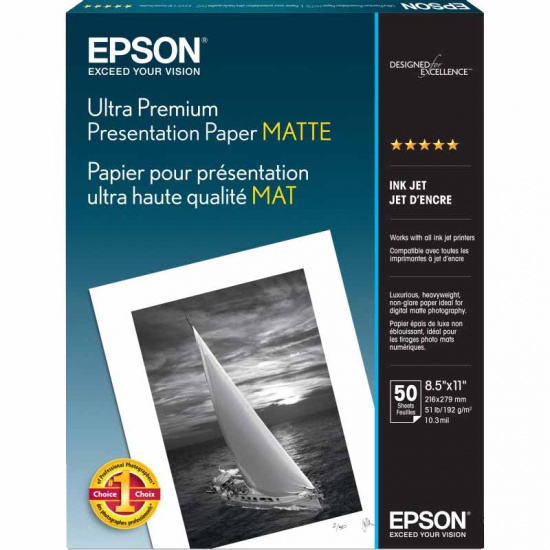 Epson Matte 8.5x11 Premium Presentation Photo Paper - 50 Sheets Image