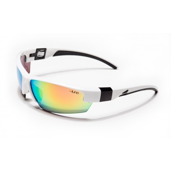 Luna Mercury Running Cycling Sunglasses with Hard Protective Case (Mirrored Lenses, White/Black Frame) Image