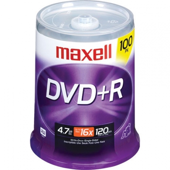 Maxell DVD+R 4.7GB 16X Branded 100-Pack Spindle Image