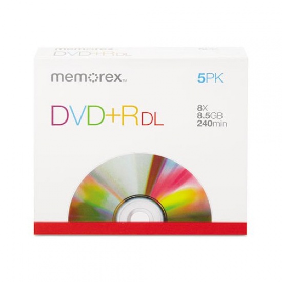 Memorex DVD+R DL 8.5GB 5-Pack Slim Jewel Image