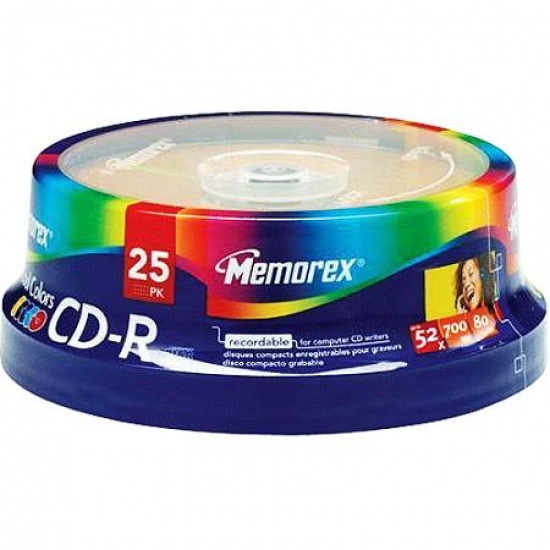 Memorex CD-R 80 min 52x Cool Colors 25-Pack Spindle Image