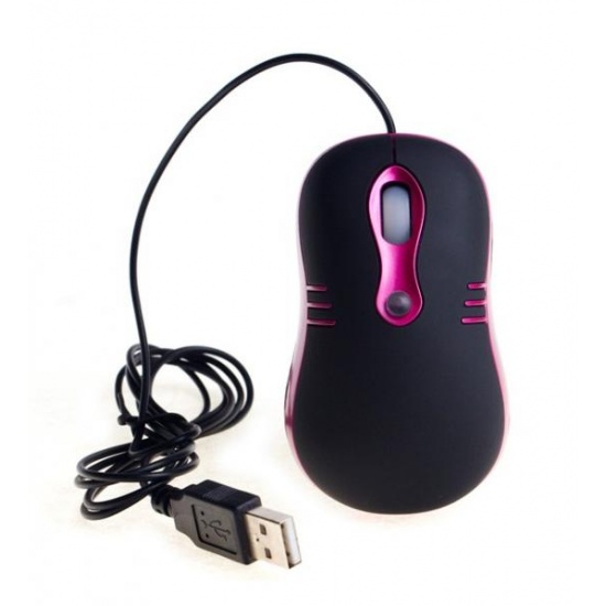 NEON Optical Mouse USB2.0 Dual-button with scroll-wheel Compact size Black/Pink Image