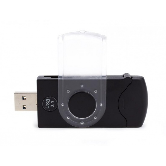 NEON USB3.0 High-Speed All-in-One Flash Memory Card Reader Compact Swivel-Style Image