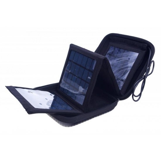 NEON SW-050 Portable Solar Charger - foldable with black carrying case (660mA panel) Image