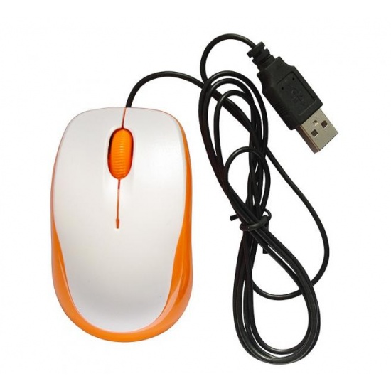 NEON Optical Mouse USB2.0 Dual-button with scroll-wheel Compact size White/Orange Image