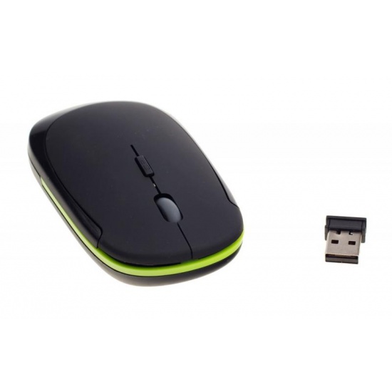 NEON Wireless Optical Mouse USB Dual-button with scroll-wheel Black/Green Image