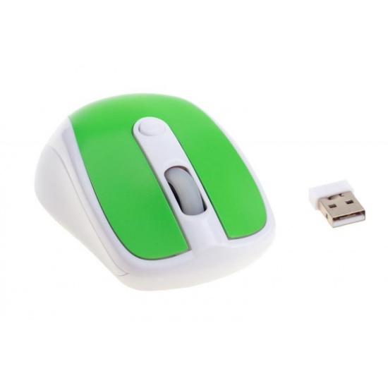 NEON Wireless Optical Mouse USB Dual-button with scroll-wheel White/Green Image