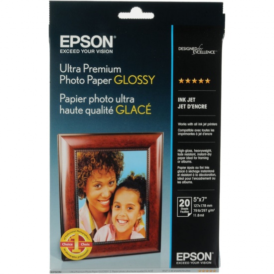 Epson Ultra Premium Glossy 5x7 Photo Paper - 20 Sheets Image