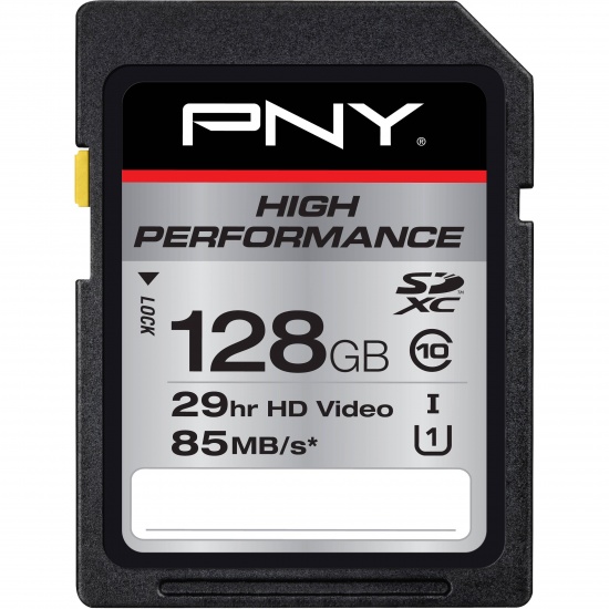 128GB PNY SDXC P-SDXC128U185-GE UHS-I CL10 85MB/sec Memory Card Image