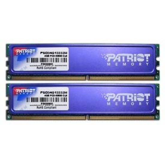 8GB Patriot Signature DDR3 PC3-10600 1333MHz CL9 Dual Channel kit (2x4GB) Image