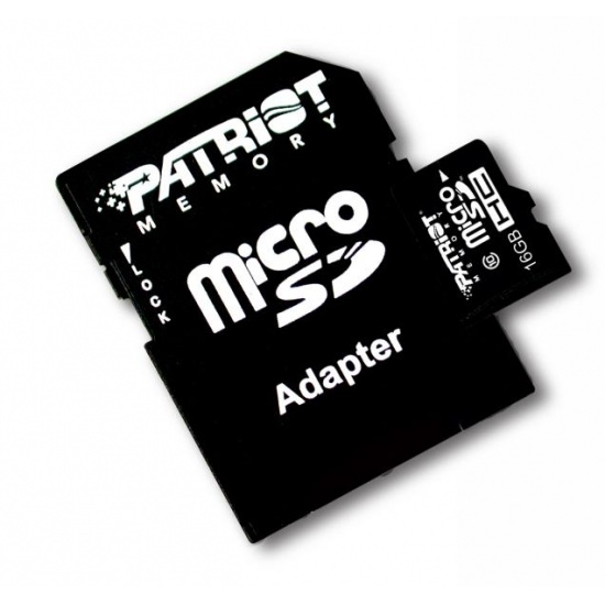 16GB Patriot Signature microSDHC CL10 memory card with SD adapter Image