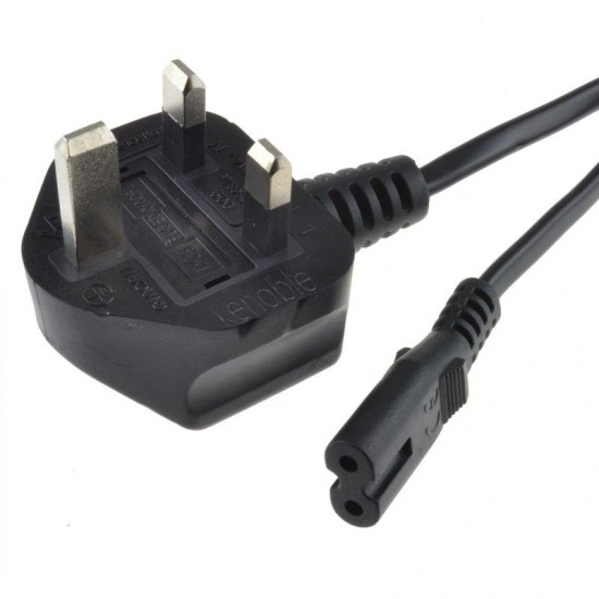 UK Mains to Figure 8 C7 2m Black Power Cable Image