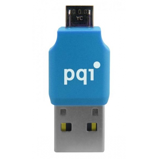 PQI Connect 203 Blue micro USB +USB2.0 OTG microSD Reader for Android Devices Image