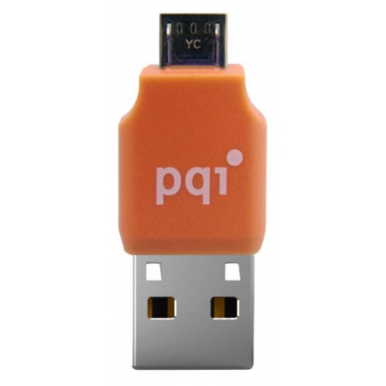 PQI Connect 203 Orange micro USB +USB2.0 OTG microSD Reader for Android Devices Image