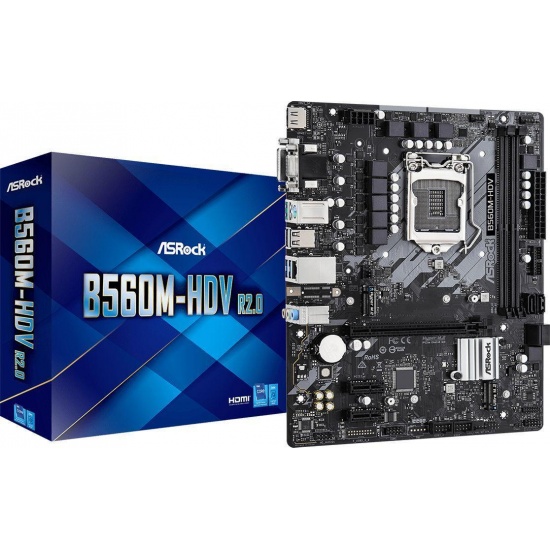 Asrock B560M-HDV R2.0 Intel B560 LGA 1200 Micro ATX DDR4 Motherboard Image