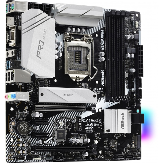 ASRock Intel H470M Pro4 LGA 1200 Micro ATX DDR4-SDRAM Motherboard Image
