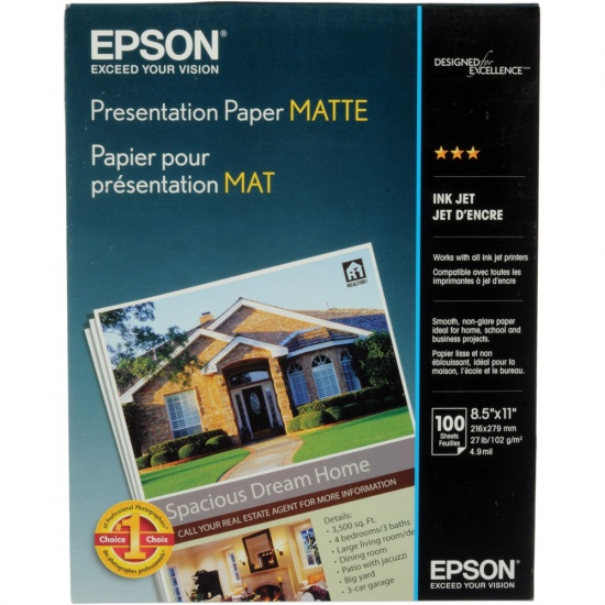 Epson Matte 8.5x11 Presentation Paper - 100 Sheets Image